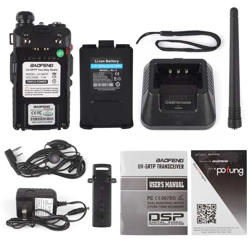 5 шт. Baofeng UV 5RTP VHF/UHF двухдиапазонный FM высокая мощность 1/4/8 Вт двухсторонний