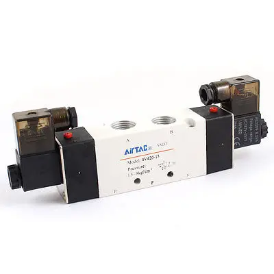 

AC220V 6VA 1/2" Inlet 2 Position 5 Way Air Solenoid Valve 4V420-15