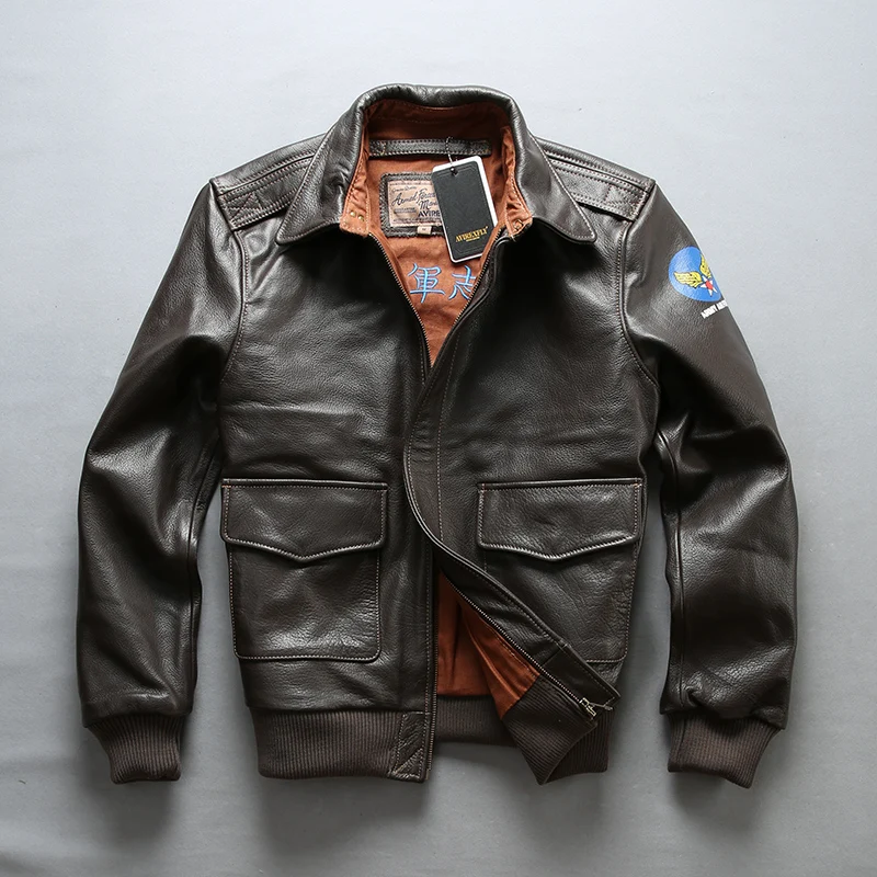 Cheap Read Description! air force flight A2 pilot leather jacket genuine cow leather clothing cowhide rider jacket A1792