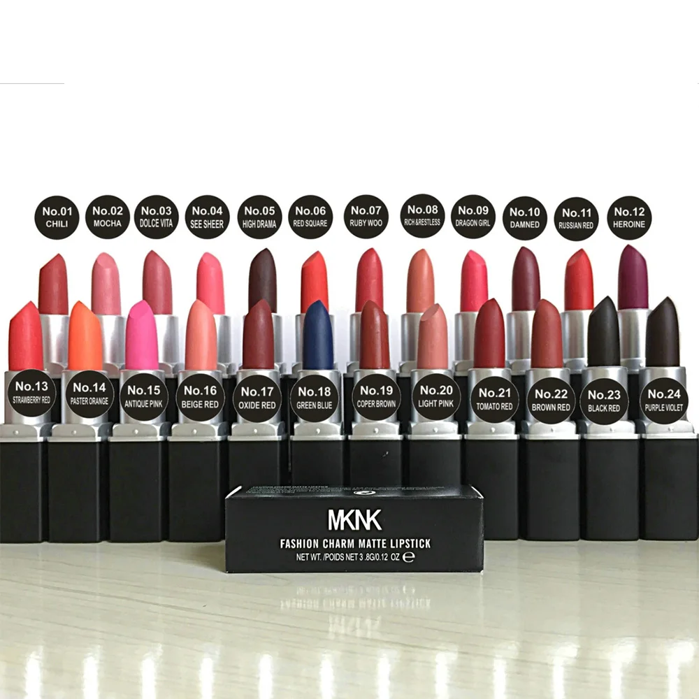 

24 Color Matte Lipstick Waterproof Makeup Sexy Lips Matt Fashion retro red Pink Purple Green Blue Lipstick Lasting Lip color