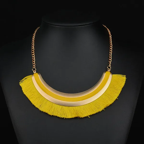 Kymyad модное ожерелье-чокер для женщин кисточка ожерелья подвески Bijoux Femme большое эффектное ожерелье золотого цвета ожерелье Colar - Окраска металла: color 2