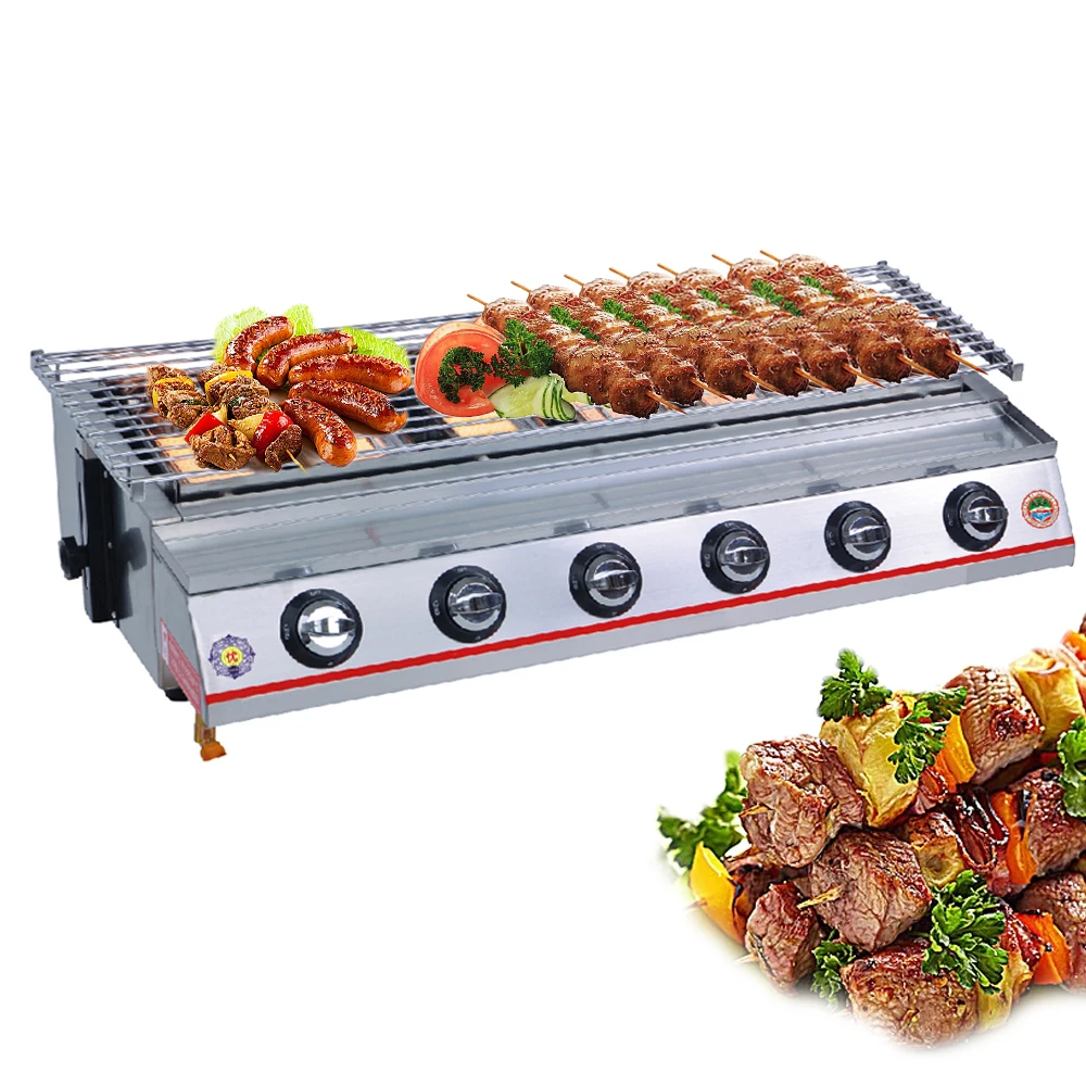 ITOP 6 Burners LPG Gas BBQ Grills Non-stick BBQ Griddle Baking Machine Outdoor Barbecue Tools For Camping Picnic
