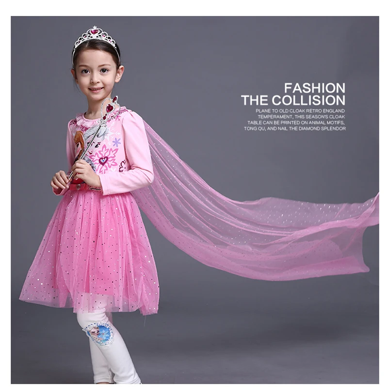 Disney Frozen Girl Dress Spring Summer Super Western Air Love Queen Princess Dress Summer Child Aisha Dress