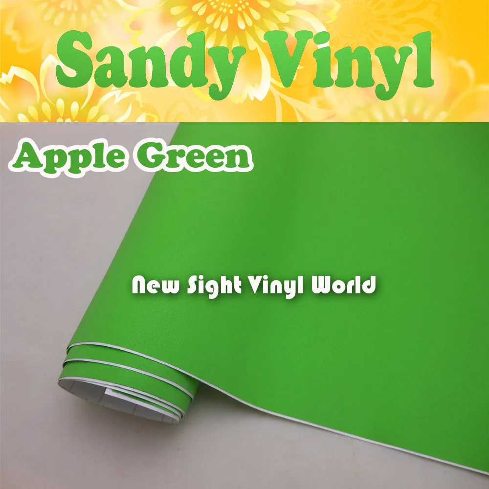 Высококачественный виниловый рулон Apple Green Sandy с воздушными пузырьками для