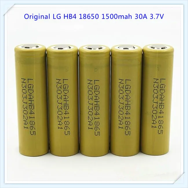 Подлинный для LG HB4 18650 1500mah 30A Li-Ion high drain 3,7 v 1500mah HB4 18650 аккумулятор с плоским верхом(1 шт./лот