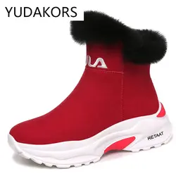 YUDAKORS/плюшевая женская обувь, кожаная уличная зимняя повседневная обувь, прочная женская обувь, новинка 2018 года, лидер продаж, YD114