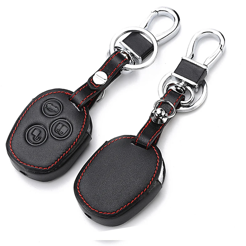

Genuine Leather Remote Key Case Shell Cover For Ford Mondeo Mk3 Transit Custom Fusion Edge Mondeo Mustang For Ford Keys Keychain