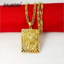 Nueva Joyería de Moda de Vacío de la Galjanoplastia 24 K de Oro los hombres Collar Colgante de Color Rojo Colgante de Dragón Chino A090