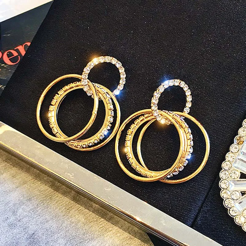 Мода темперамент кольцо серьги тренд уха ювелирные изделия личности преувеличенный круг серьги женские