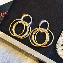Мода темперамент кольцо серьги тренд уха ювелирные изделия личности преувеличенный круг серьги женские