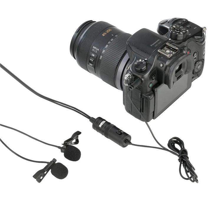 BOYA BY-M1DM 4 м двойная головка петличный нагрудный клип-на микрофон с 1/" стерео разъем для DSLR камеры IOS устройства live интервью