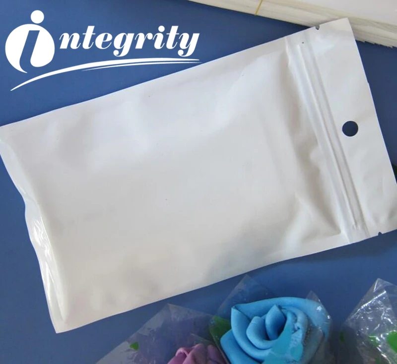 Цельность 5000 шт 16*24 см белый+ прозрачный самозапечатывающийся на молнии пластик розничная упаковочные мешки для хранения пластиковая застежка-молния сумка с отверстием для подвешивания