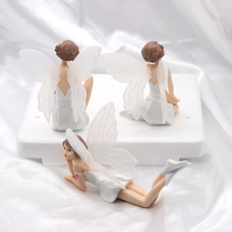 3pcs Flower Fairy Cake Decorations Angel Figurine Car Ornament