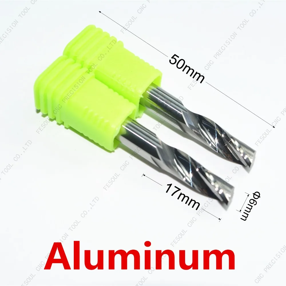 

2PCS- 6mm*17mm,Single Flute Spiral end mill cnc tungsten carbide aluminum engraving milling cutter,aluminum composite panels