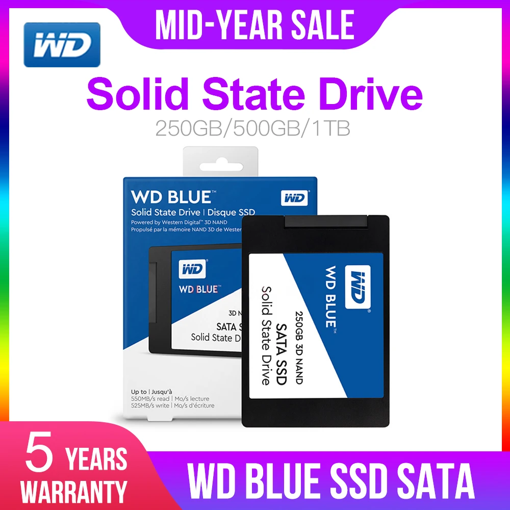 Дешево Western Digital WD Blue SSD 500gb interne твердотельный накопитель 500 GB SATA 6 Гбит с 2,5