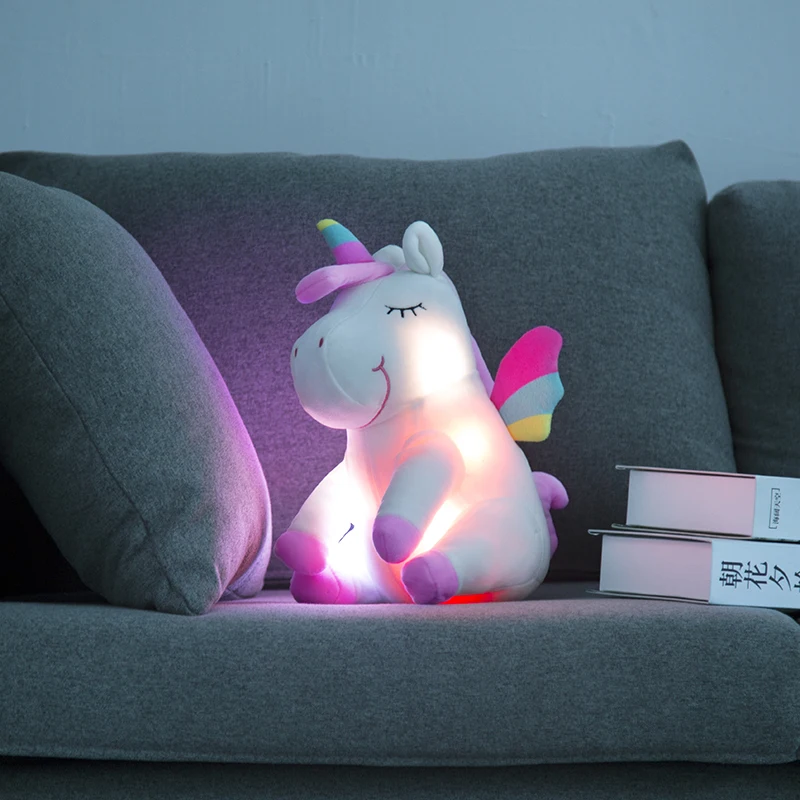30cm LED Plush Light Up Toys Unicorn Stuffed Animals Plush Toys Cute Pony Horse Toy Soft Doll Kids Toys Christmas Birthday Gifts