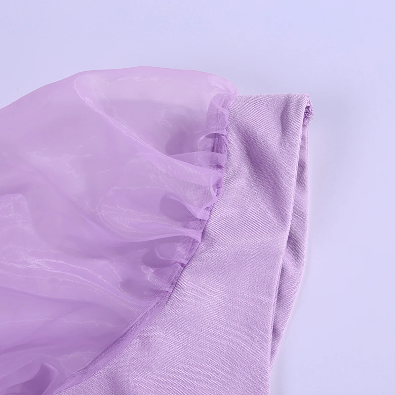 Fannathis, пышные Топы с длинным рукавом и v-образным вырезом, сексуальные кружевные облегающие фиолетовые облегающие футболки принцессы, винтажные милые женские топы