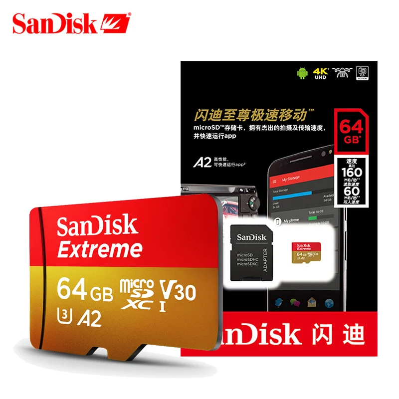 Карта памяти SanDisk EXTREME 32 ГБ/SDHC 400 Гб/256 ГБ/128 ГБ/64 Гб/SDXC Micro SD TF карта класс 10 Microsd C10 UHS-1 карты