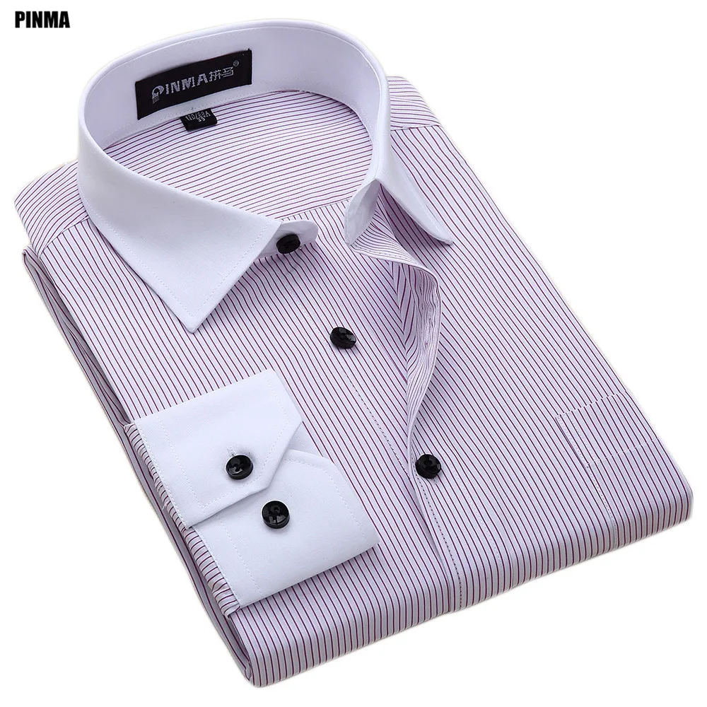 

PINMA Spring Plus size 6XL Men Businees Long Sleeve Slim fit High Quality Work Shirts Men Formal Social Casual-shirts 1800-X