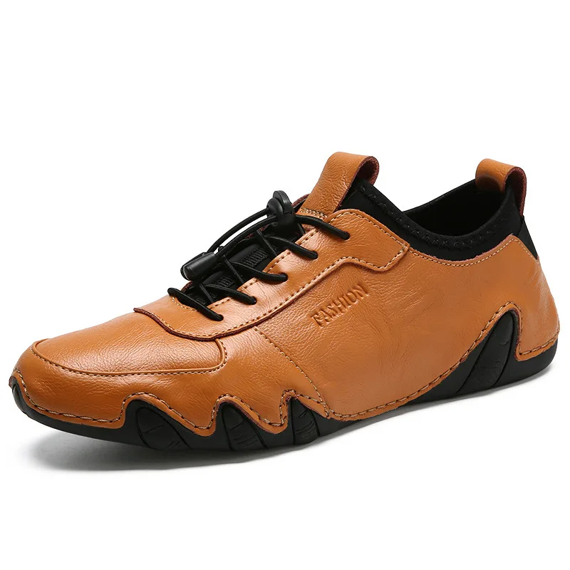 Новая мужская обувь из натуральной кожи, мужская повседневная обувь, весенние кроссовки, мужская обувь без шнуровки, резиновая обувь для вождения, модная обувь на шнуровке