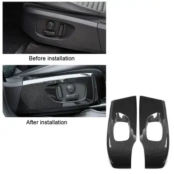 

2Pcs Carbon Fiber Style Seat Button Panel Cover Trim Frame for Land Rover Discovery Sport 15-17 high quality accessories