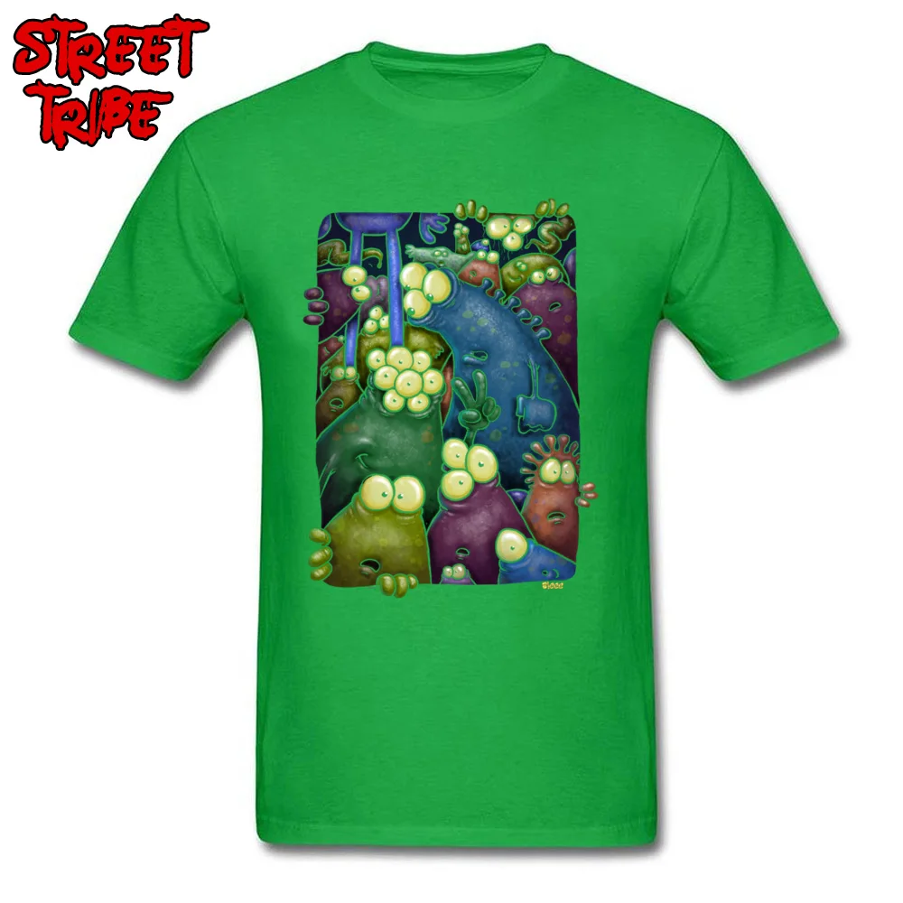Designer crowded aliens Casual Tshirts O Neck 100% Cotton Mens Tops Shirts Short Sleeve Summer Casual Tee-Shirt crowded aliens green