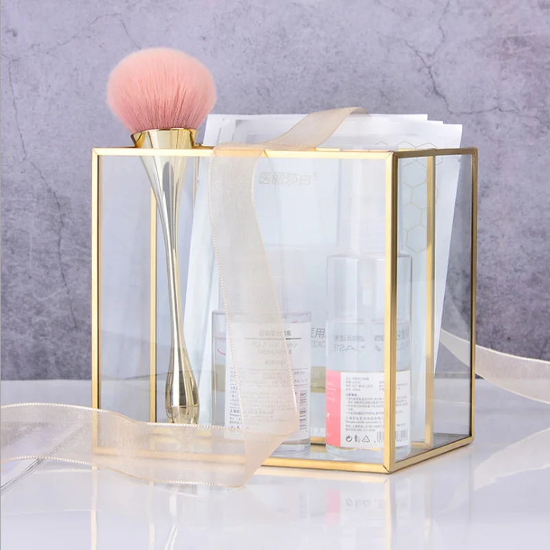 Золотой косметический ящик для хранения стола Настольный отделочный стеклянный плед ювелирных изделий классификация лоток для хранения большой емкости туалетный