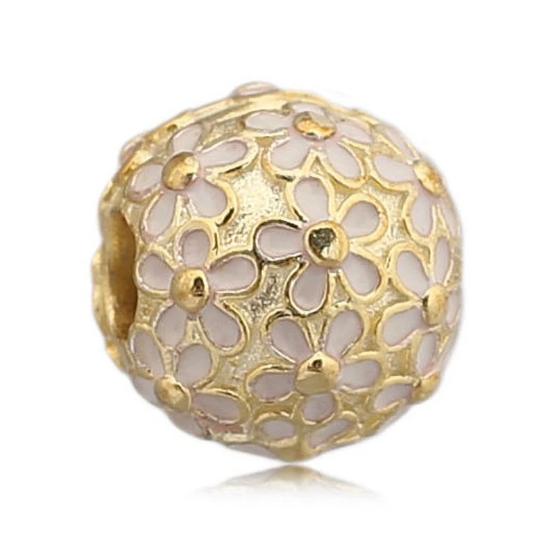 Gold Color Flowers Clips Locks Stopper 925 Sterling Silver European Beads Fit original Pandora