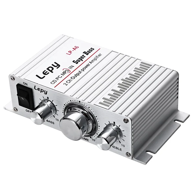 Special Offers Lepy LP-A6 Mini Power Amplifier 2 Ch Output Hi-Fi Stereo Audio Car Super Bass Audio Home Volume Support FM Fuction