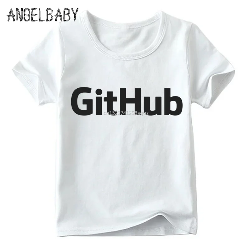 Детский Программист-фанат, футболка с принтом Github, летние белые топы для мальчиков и девочек, детская забавная футболка с героями мультфильмов, HKP4296