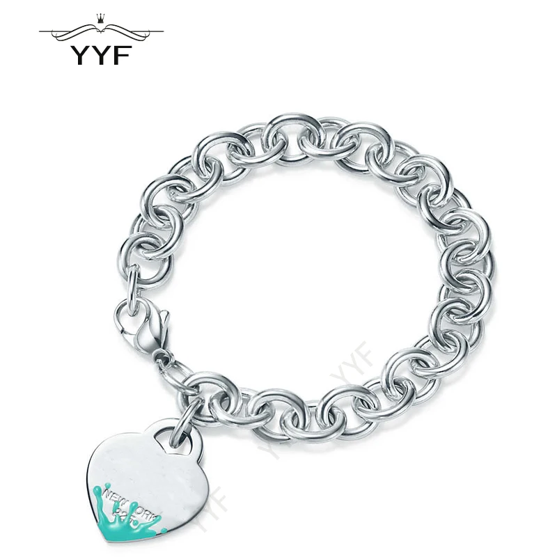 YYF Оригинал 100% 1: 1S925 TIFF маленький синий браслет в форме сердца широкий выбор