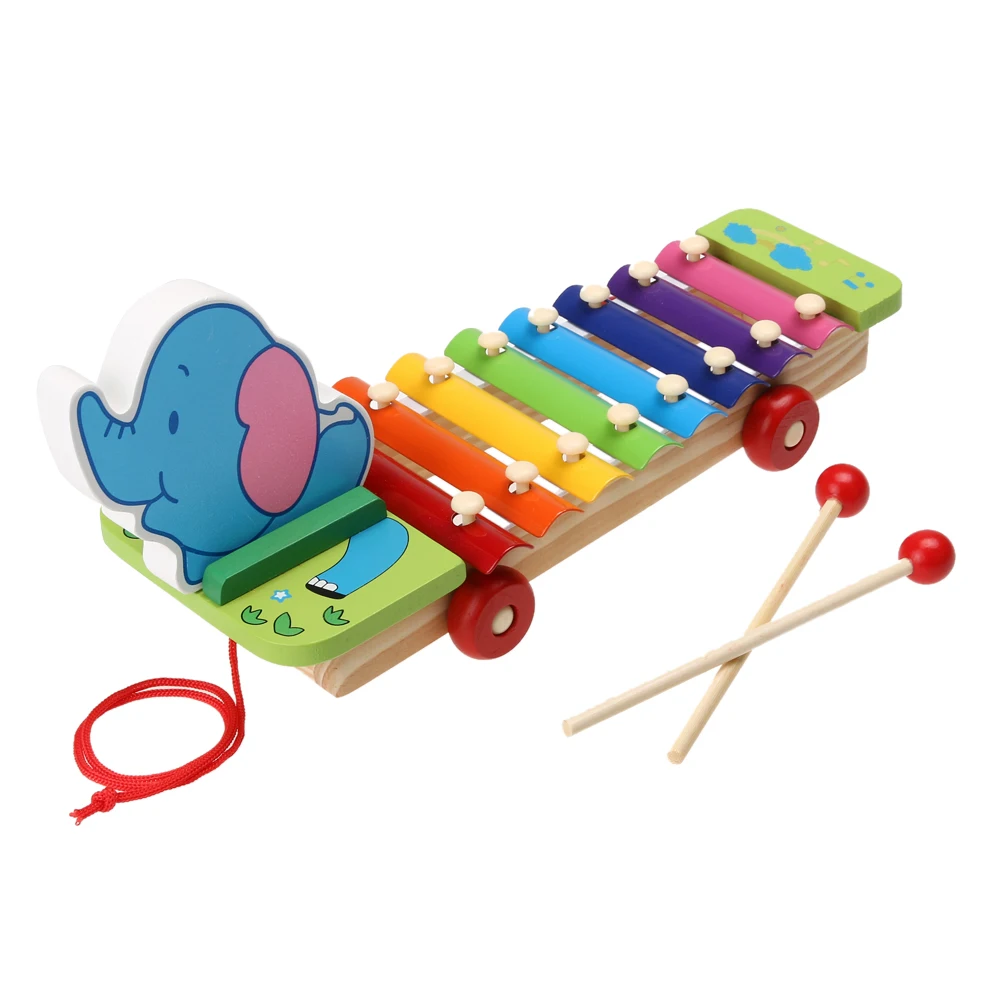 Kids Intelligence Development Toy 8 Notes Wooden Elephant Glockenspiel Musical Instrument Music Toy For Kids Children