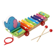 Kids Intelligence Development Toy 8 Notes Wooden Elephant Glockenspiel Musical Instrument Music Toy For Kids Children