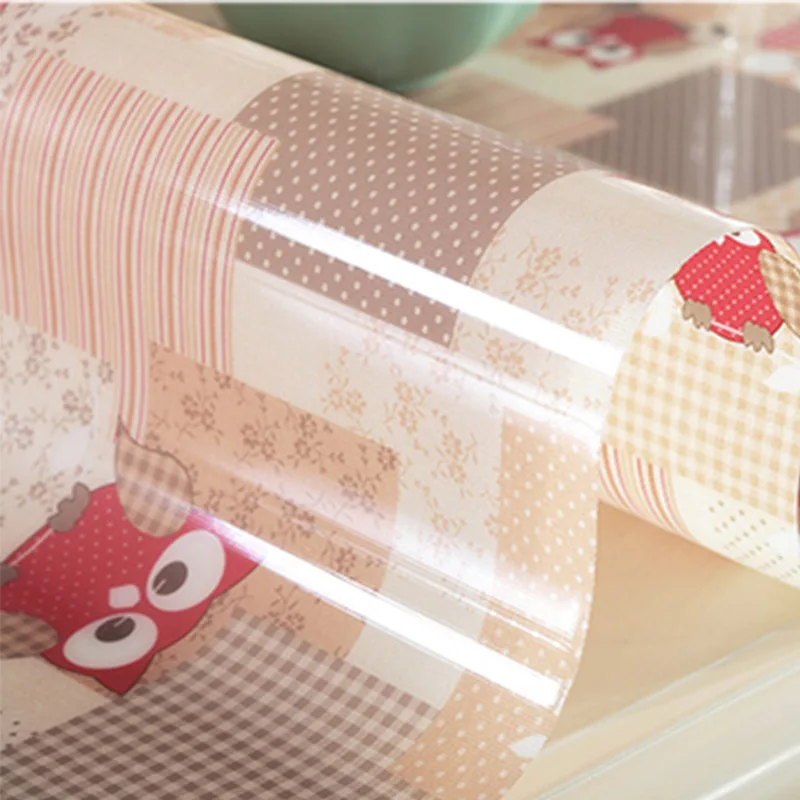 

BALLE PVC Table Cover Protector Desk Pad Soft Glass Dining Tablecloth Plastic Mat-Owl