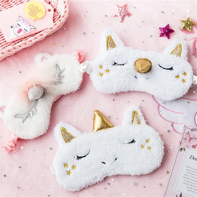

1 PCS Lovely Unicorn Eye Mask Cartoon Sleeping Mask Plush Eye Shade Cover Blindfold Eyeshade Suitable For Travel Home 18CM