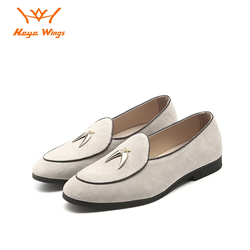 

Heye Wings suede leather men casual shoes loafers fashion tassel design Solid color simple and generous office daily dress shoes