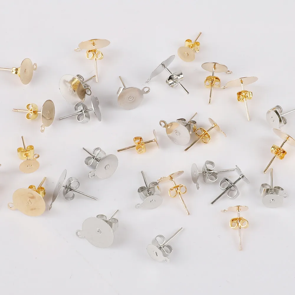 100pcs 6/8/10mm Gold Silver Plated Dangle Earring Spacer with Earring