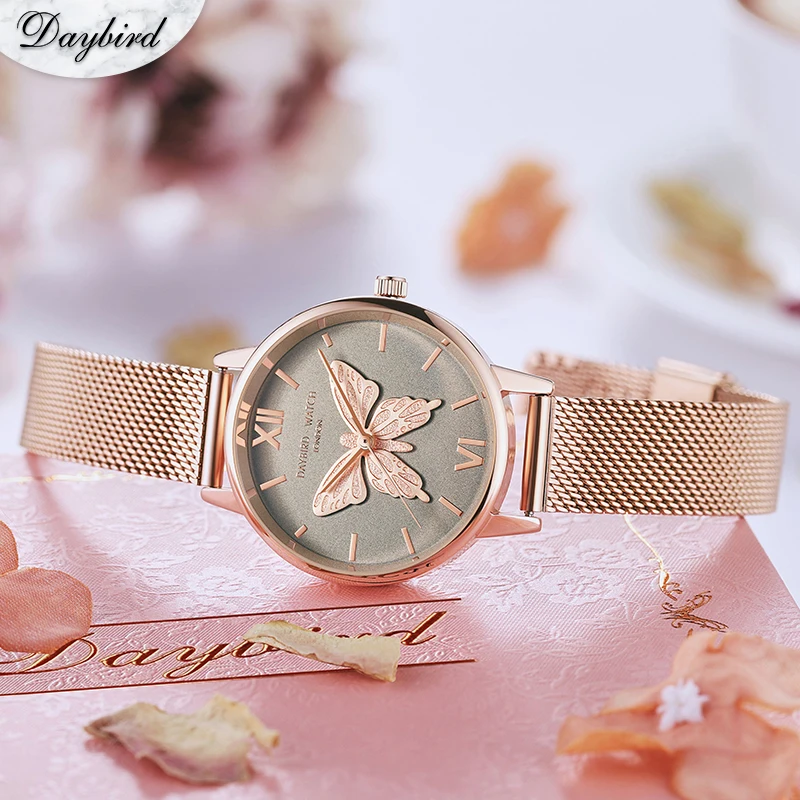 Женские часы люксовый бренд элегантные женские кварцевые часы креативная Мода маленькая бабочка наручные часы из нержавеющей стали водонепроницаемые часы