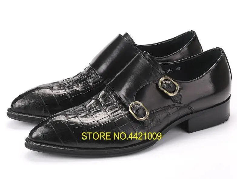 

Italian Style Man Formal Dress Monk Strap Shoes Genuine Leather Male Party Oxfords Pointed Toe Men's Shoes