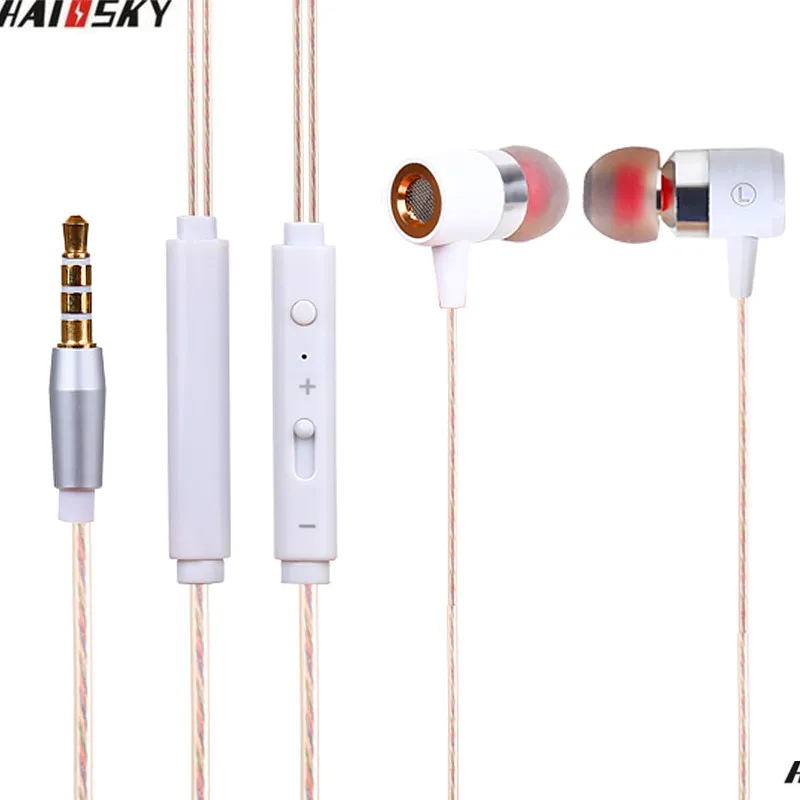 Haissky Earphones With Microphone Super Bass Transparent Perfume Line 3.5mm Headset For iPhone 6 6s Xiaomi earphone smartphones