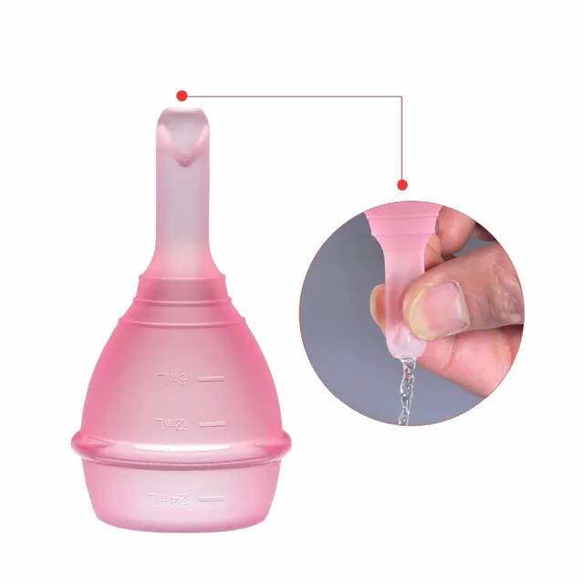 Discharge Menstrual Cup FDA Medical Silicone Drain Valves Feminine Reusable Period Month Cups