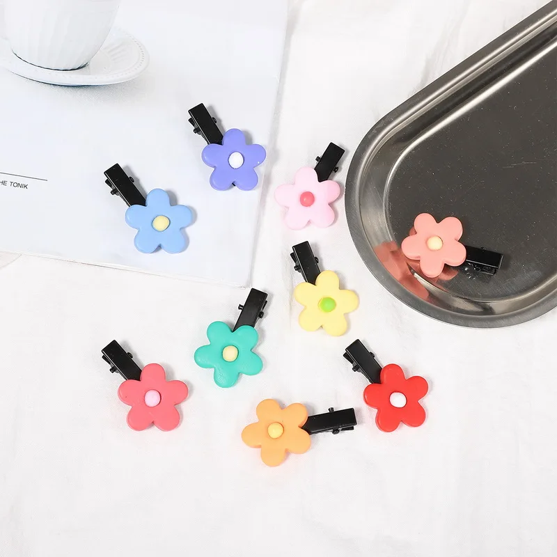 

Korean Candy Color Hairpin Resin Macaron Color Flower Hairpin Ladies Hair Accessories Fashion Hair Clip Hair Pins
