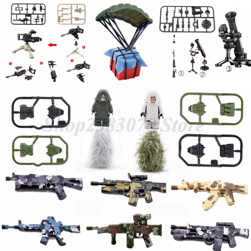 Legoing Military Accessories Weapon Compatible Legoings City Children Building Blocks Bag Backpack Arms Soldier Figure Toys Gift