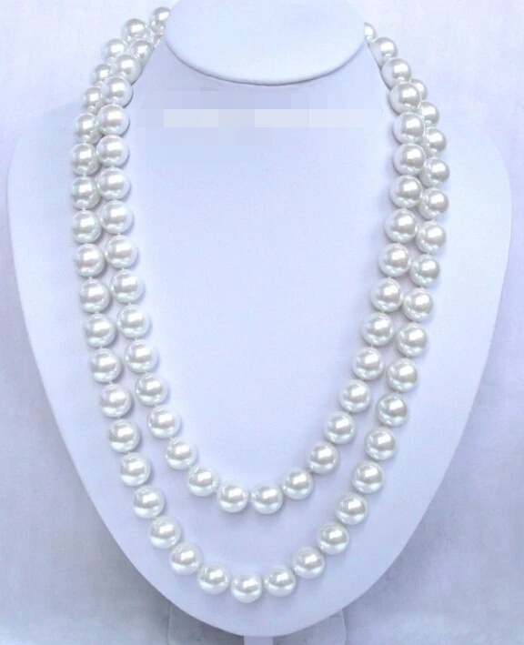 

CBN230 Beautiful 12mm 50" round white south sea shell pearls necklace