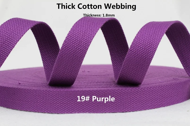 Толстый хлопок лямки 20/25/32/38/50 мм шириной 50 ярдов рулон серый темно-серый белый кремово-белый фиолетовый lavender strap - Цвет: 19 Purple