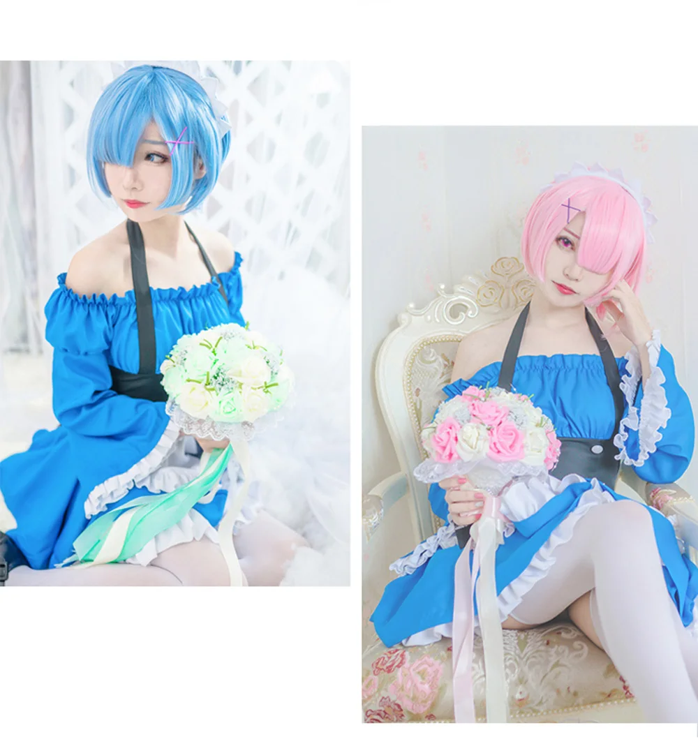 VEVEFHUANG Re Zero Kara Hajimeru Isekai Seikatsu Ram u RAM Remu REM парики для горничной фартук платье женщин
