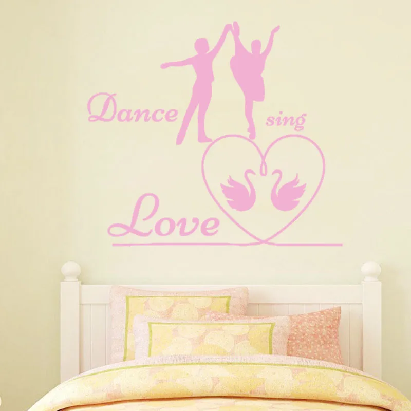 

Man And Woman Dance Sing Love Wall Sticker Home Decor Removable Romantic Swans Wall Decals Living Room Bedroom Decoration Murals