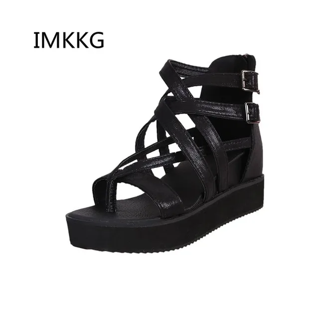 Sexy Women Gladiator High Wedges Sandals Women Peep Toe Thick Bottoms Platform Sandals Summer Party Shoes M074