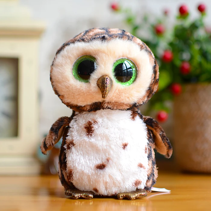 

Original Ty Limited Collection Boos Big Eyes Kids Plush Toys Beige Owl Lovely Children Gifts Cute Beanie Stuffed Animals Dolls