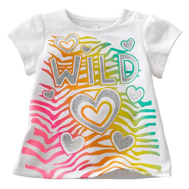 Jumpingbaby/ футболка для девочек Детская летняя одежда для маленьких девочек Футболка белая футболка Camiseta Camisetas vetement enfant fille - Цвет: T7009 Kids Clothes